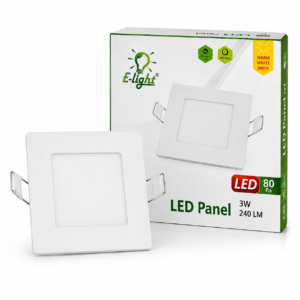 LED panel E-light 3W kvadratni ugradni 3000K