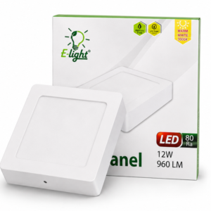 LED panel E-light 12W kvadratni nadgradni 3000K