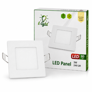 LED panel E-light 3W kvadratni ugradni 4000K
