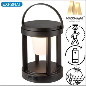Vanjska stolna LED svjetiljka MASS-light Patron ML-2202B okrugla solarna