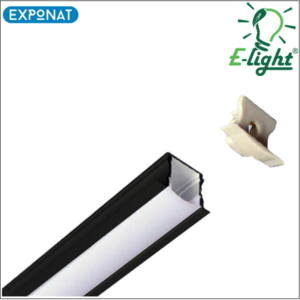 Aluminijski profil za LED traku E-light EL-1524 1m ugradni duboki crni